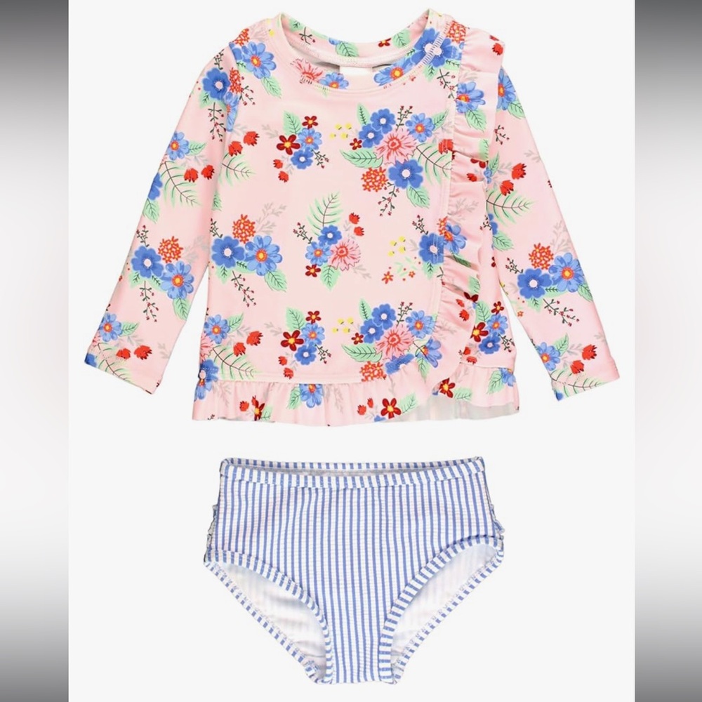 Ruffle Butts Ruffled long sleeve rash guard 2-piece